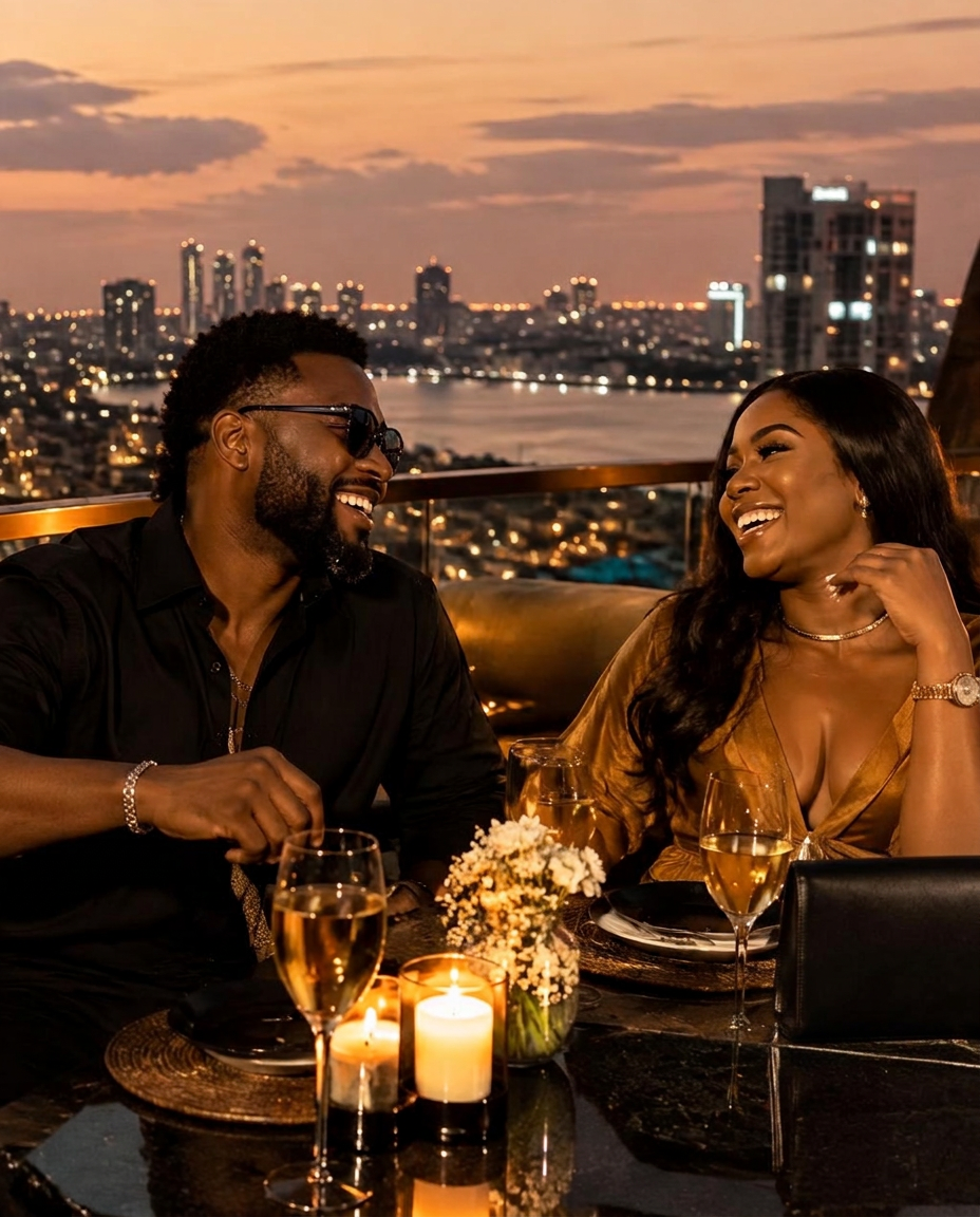 Members dining on a Lagos rooftop